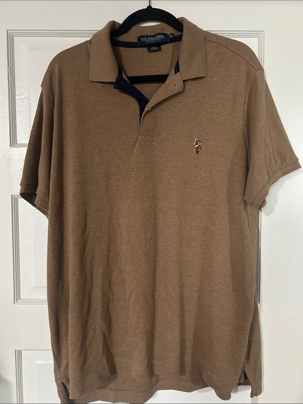 U.S. Polo Assn. Men's Tan/Brown Polo with Embroidered Logo